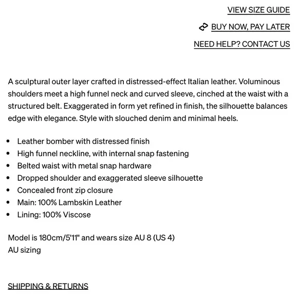 NWT Christopher Esber Eddie Burnished Leather Funnel Neck Leather Jacket Black - Picture 16 of 16